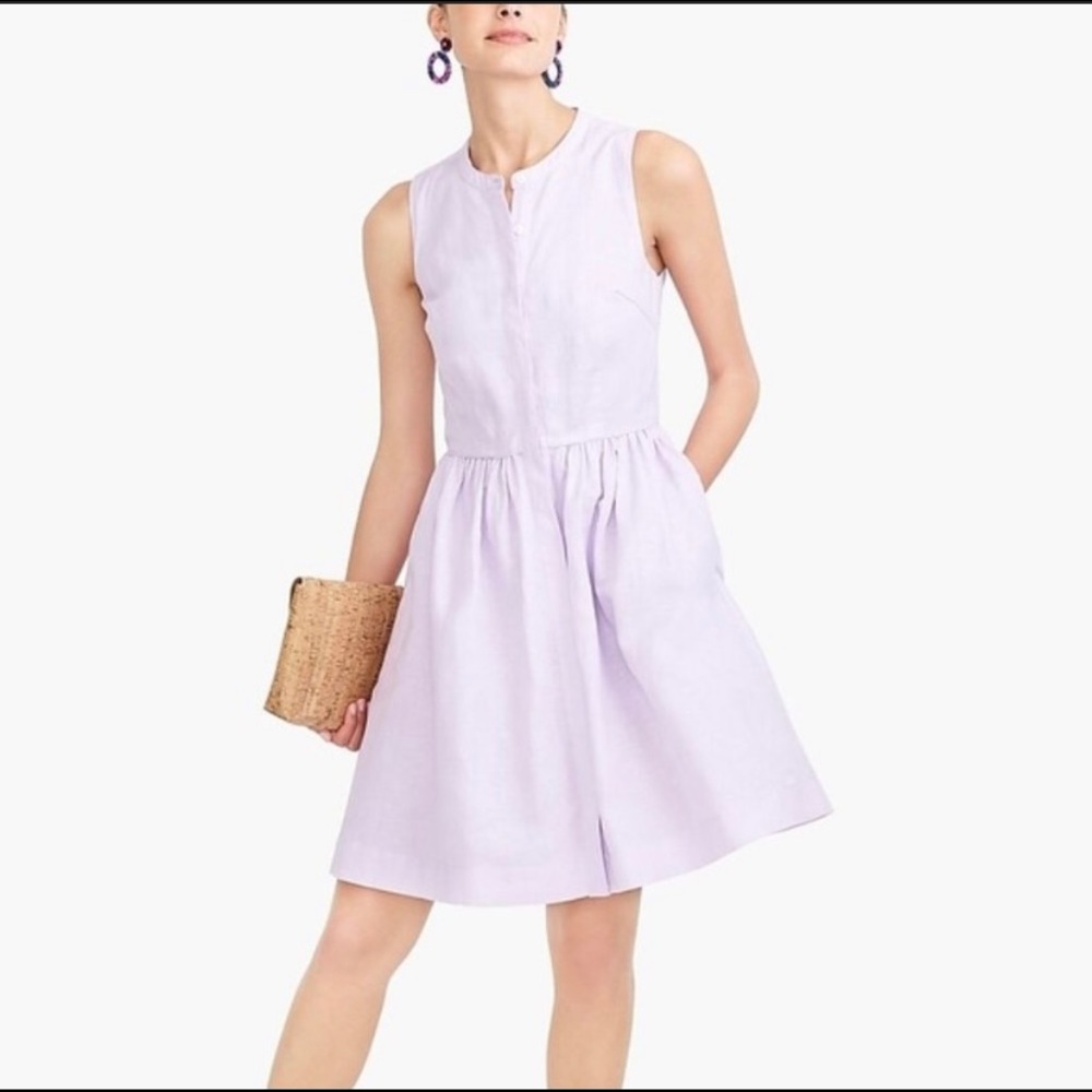 J Crew Linen Lavender Shirtdress. Size 6